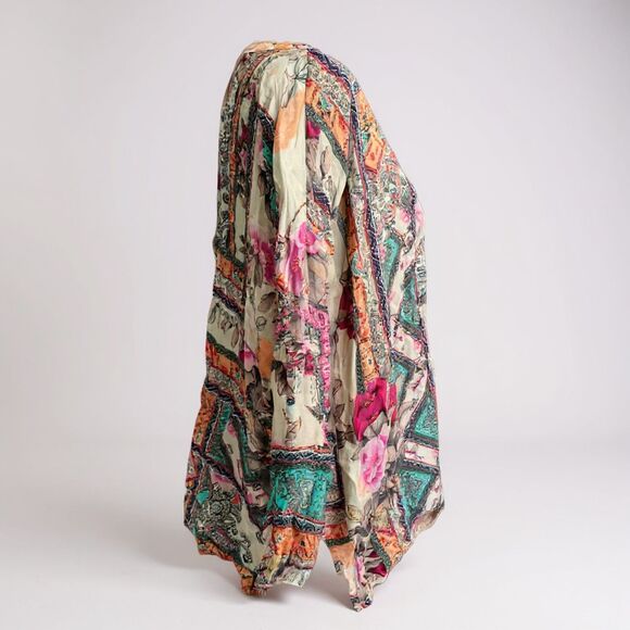 Johnny Was Umoya Blouse Size Small Cotton Gauze Embroidered Boho Top - Picture 3 of 6